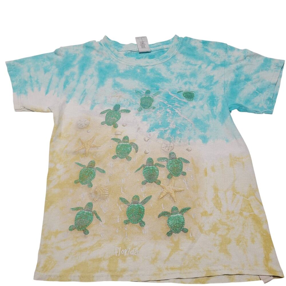 Kids Youth Sea Turtles Beach Graphic T-shirt Size Small Y2K All Over Print
